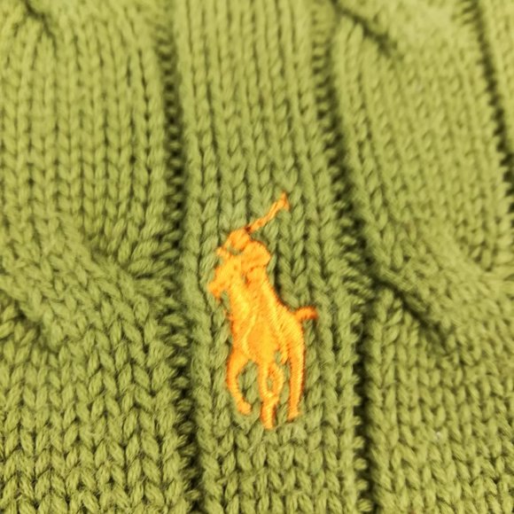 Vintage Ralph Lauren Sport Sweater Cable Knit Turtleneck Green Womens Small - Picture 3 of 8